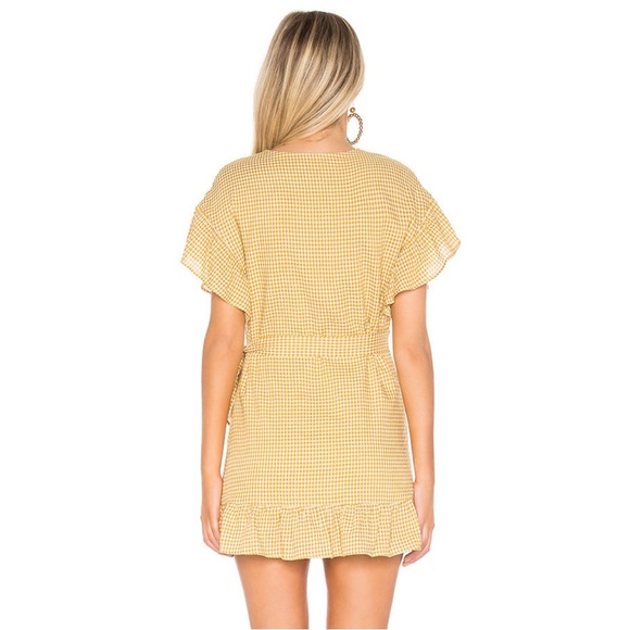 NEW TULAROSA REVOLVE GINGHAM PRINT WRAP MINI DRESS - Picture 6 of 8